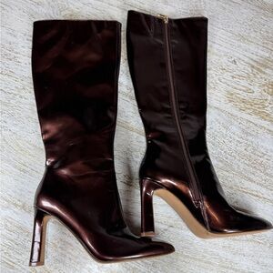 Jessica Simpson Shiny Brown Knee-High Boots new